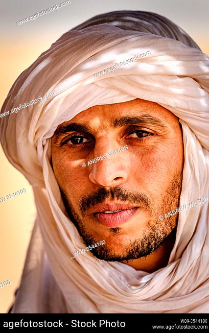 Portrait of a Berber man in the Sahara desert, southern Morocco, North Africa