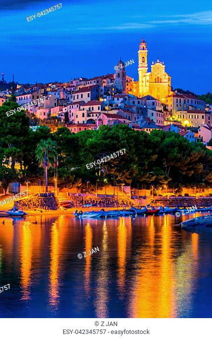 The village of Cervo on the Italian Riviera in the province of Imperia, Liguria, Italy