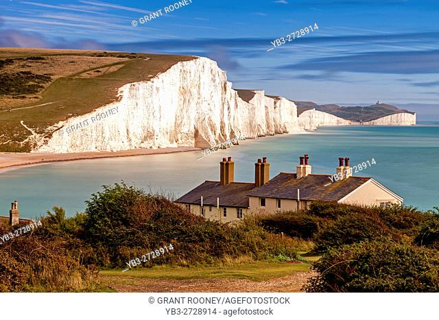 The Seven Sisters and Coastguard Cottages, Seaford, East Sussex, UK