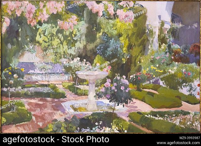 Joaquin Sorolla y Bastida (1863-1923). Garden of the house of Sorolla. 1918-1919. Oil on canvas. 64 x 95cm. . . Joaquin Sorolla y Bastida was a Spanish painter...