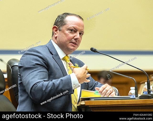 United States Representative Eric Burlison (Republican of Missouri) questions witnesses during the hearing titled €˜The Role of Pharmacy Benefit Managers in...