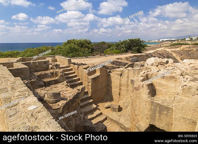 Ancient ruins at Tombs of the Kings archaeological site, UNESCO World Heritage site, Pafos, Cyprus, Europe