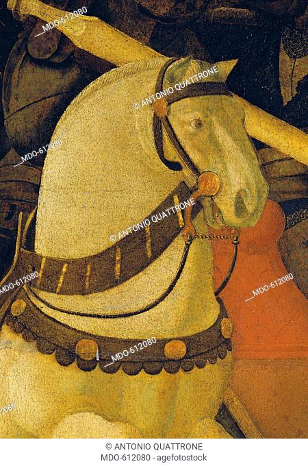 Rout of St Roman (Battle of St Roman), by Paolo di Dono know as Paolo Uccello, 15th Century, 1436 -1439 about, tempera on panel, cm 182 x 323
