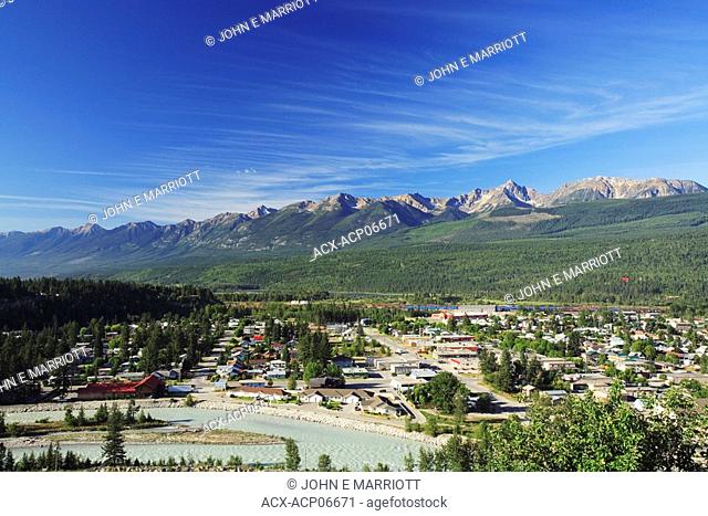 Downtown Golden and the Purcell Mountains, Golden, British Columbia, Canada