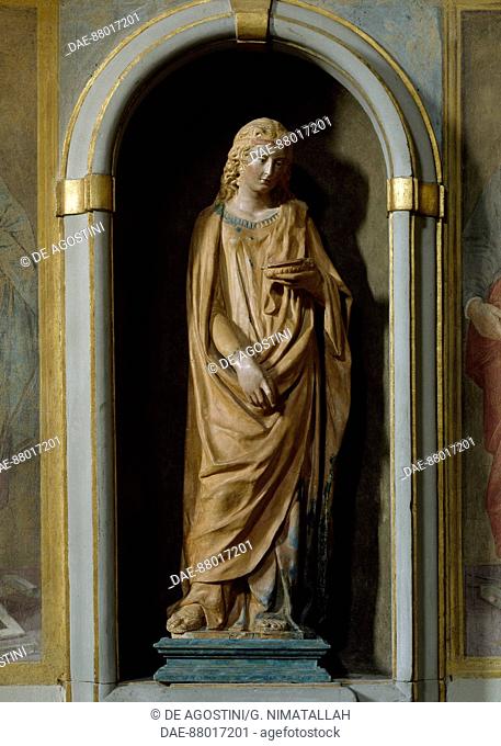 Saint Lucy, by Michelozzo di Bartolomeo Michelozzi aka Michelozzo (1396-1472), church of saint Mary in Settignano, Tuscany, Italy, 15th century