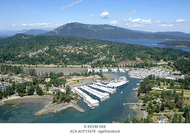 Sidney, BC Marinas. Aerial photograph of Vancouver Island and the Southern Gulf Islands. British Columbia, Canada