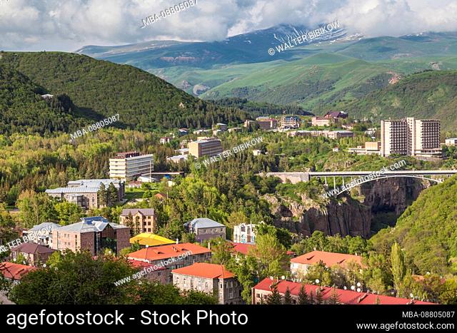 Armenia, Jermuk, high angle town view