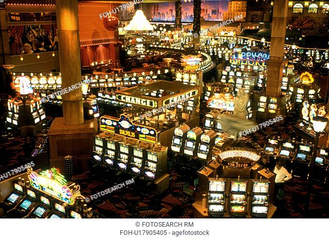 casino, slot machines, Las Vegas, Nevada, NV, The Strip, Slot machines inside the casino at the Monte Carlo Resort & Casino in Las Vegas