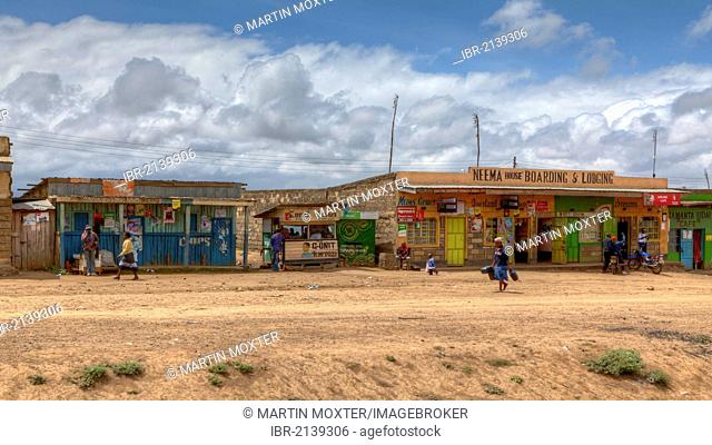 Typical small shops along the main road B3 Nakuru - Nairobi, Kenya, East Africa, Africa, PublicGround