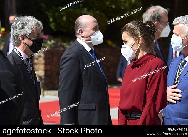 Queen Letizia of Spain attend official reception with national honours and national symbols during 2 day State visit to Principality of Andorra at Casa de la...