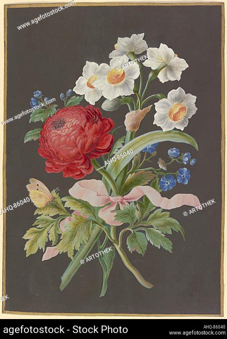 Künstler: Dietzsch, Barbara Regina, 1706-1783, ehemals zugeschrieben Titel: Blumengebinde mit roter Ranunkel (Ranunculus)