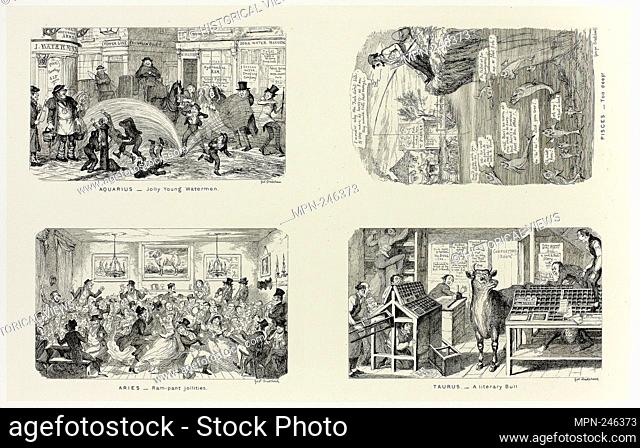 Aquarius - Jolly Young Watermen from George Cruikshank's Steel Etchings to The Comic Almanacks: 1835-1853 (top left) - 1846, printed c