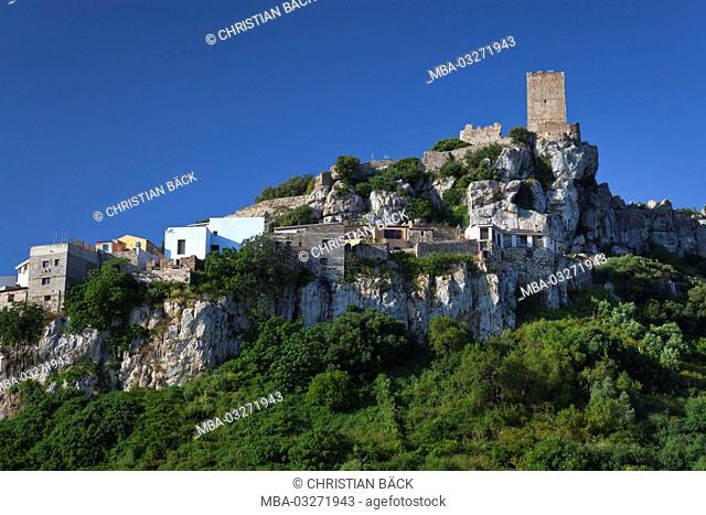 Posada with the Castello della Fava, Gallura, East sardinia, Sardinia, Italy, Europe