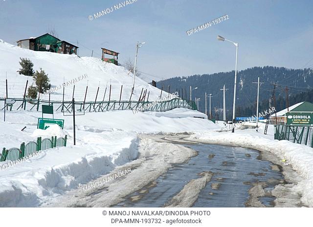 Snow covered road, gulmarg, kashmir, india, asia