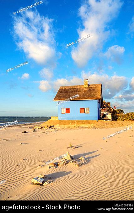 Holiday homes on the beach on the Graswarder peninsula, near Heiligenhafen, Schleswig-Holstein, Germany