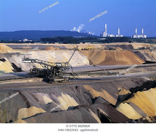 power station, coal-fired power station, excavator, brown coal, dismantling, opencast mining, industry, coal, dismantl