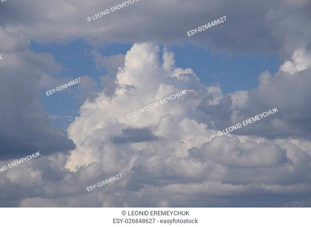 Heavenly landscape with clouds. Cumulus clouds in the sky
