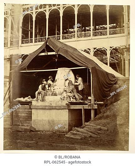 Casting the Sphinx at the South Transept Crystal Palace Sydenham. Image taken from Photographic Views of the Progress of the Crystal Palace Sydenham