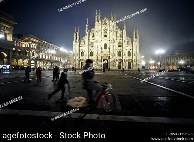 A view of Duomo square  , Milan, ITALY-25-11-2020