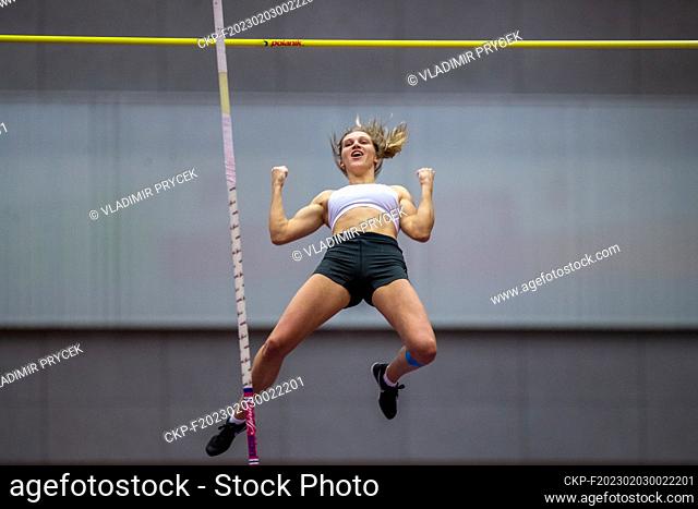 Nikola Poschlova from Czech Republic competes in pole vault during the Czech Indoor Gala athletics meeting of the silver category of the World Indoor Tour