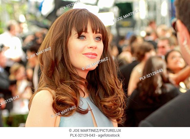Zooey Deschanel at the 65th Primetime Emmy Awards held at the Nokia Theatre L.A. Live in Los Angeles, CA, on September 22, 2013