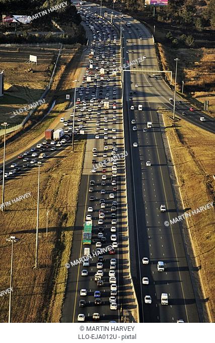 Aerial View of Johannesburg Peak Hour Traffic  Johannesburg, Gauteng Province, South Africa