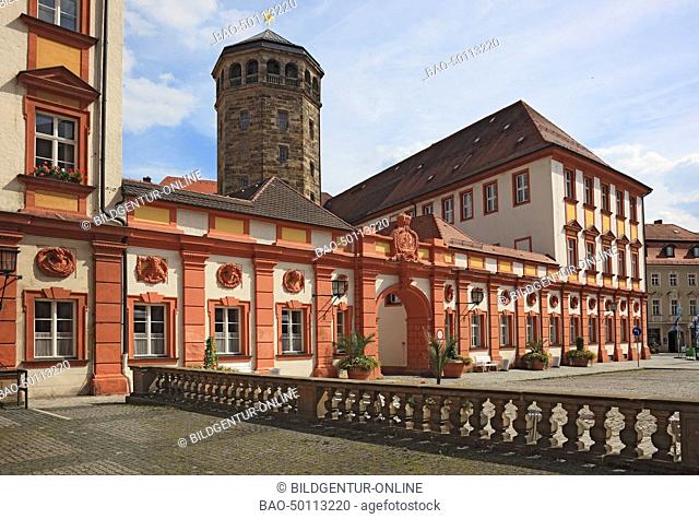 the old castle im Zentrum von Bayreuth, Frankonia, Bavaria, Germany, castleturm and Palais-church
