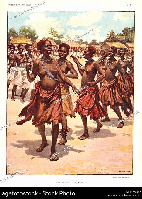 Danseuses Bangongo. Torday, Emil, 1875-1931 (Author) Hardy, Norman H. (Artist). Notes ethnographiques sur les peuples communément appelés Bakuba