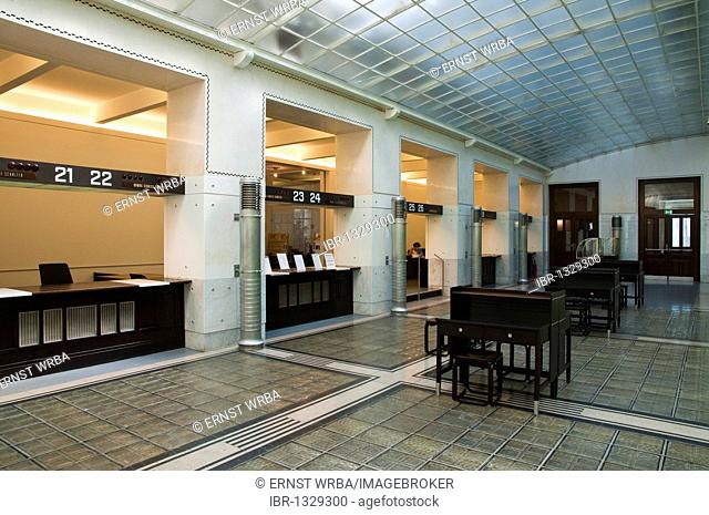 Banking hall, Vienna Postal Savings Bank building designed by Otto Wagner, Art Noveau, Vienna, Austria, Europe