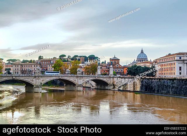 Ponte Vittorio Emanuele II is a bridge in Rome constructed to designs of 1886 by the architect Ennio De Rossi, Italy