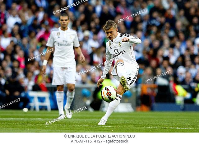 2015 La Liga Football Real Madrid v Malaga Apr 18th. 18.04.2015. Santiago Bernabeu, Madrid, Spain, La Liga football. Real Madrid versus Malaga