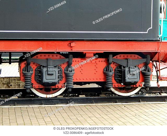 Railway locomotive, wagons in the train
