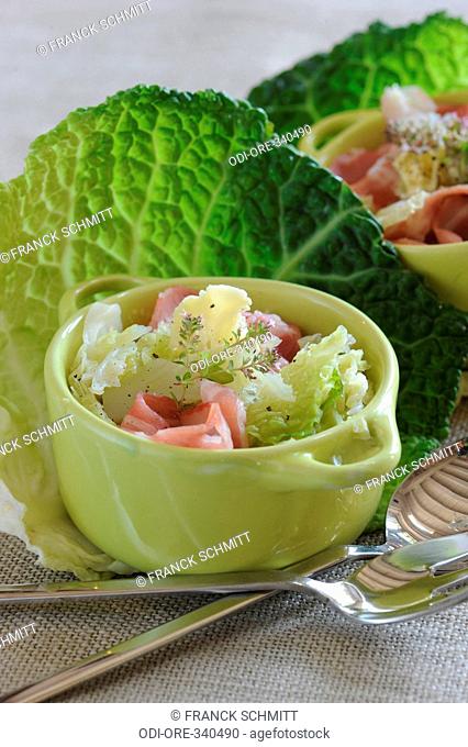 White cabbage with pancetta