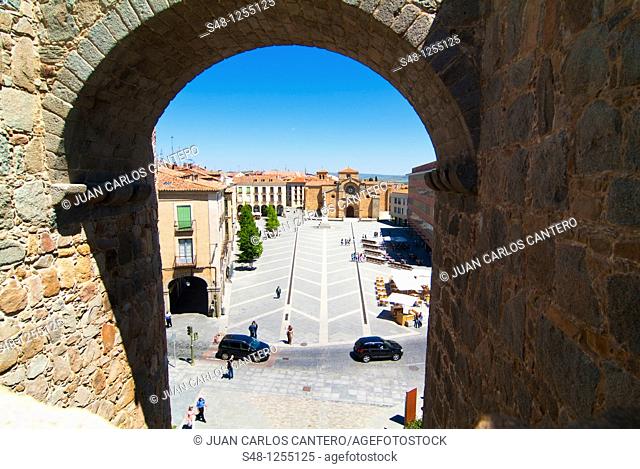 Puerta del Alcázar and Plaza de Santa Teresa. Avila. Castilla y León. Spain. Europe