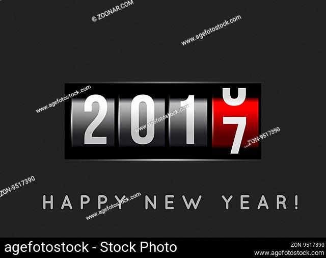 New Year counter 2016 with power button. Vector illustration