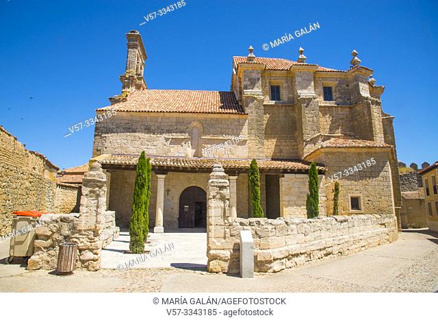 Facade of Santa Maria del Azogue church. Urueña, Valladolid province, Castilla Leon, Spain