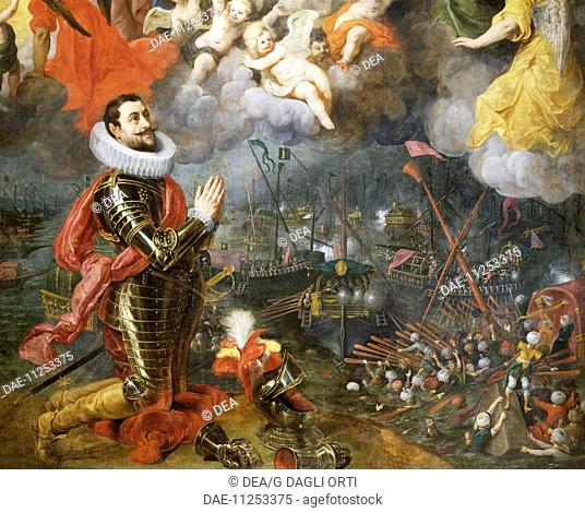 Don Alvaro de Bazan giving thanks after the victory over the Turks in 1580, painting by Hendrick van Balen (1575-1632), 1621. Spain, 17th century