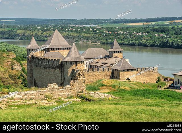 Khotyn, Ukraine. Khotyn fortress in Chernivtsi region of Ukraine on a sunny summer day
