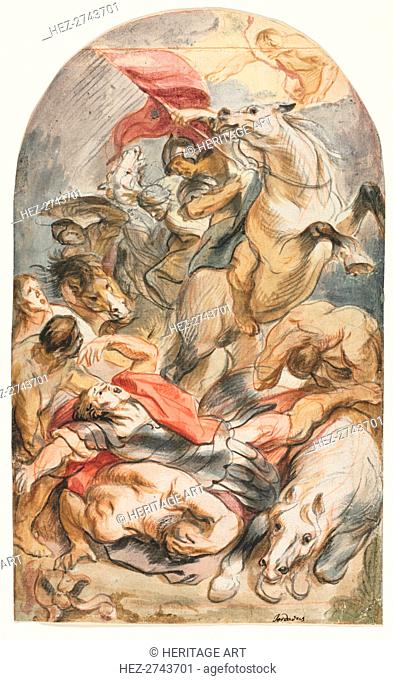 The Conversion of Saul with Horseman and Banner, c. 1645-1647. Creator: Jacob Jordaens (Flemish, 1593-1678)