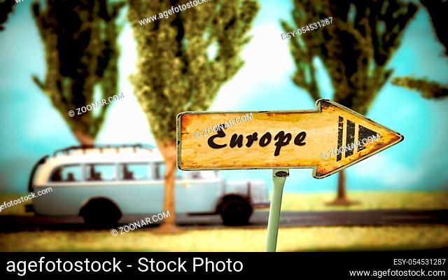 Street Sign the Direction Way to Europe