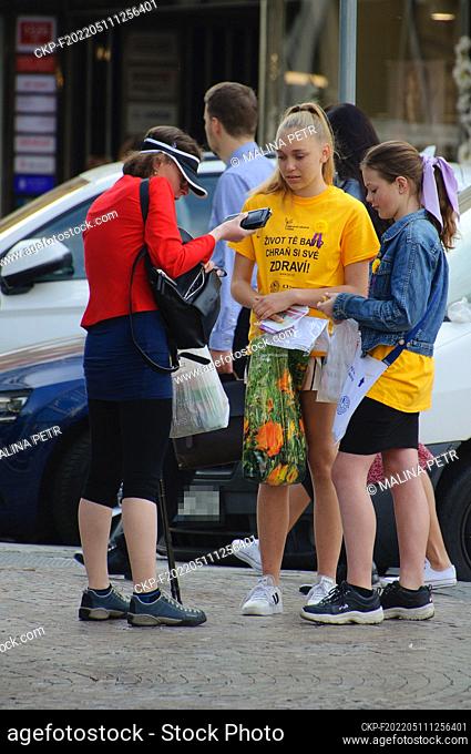 League Against Cancer organized a collection focusing on the prevention of cervical and testicular diseases in Prague, Czech Republic, May 11, 2022