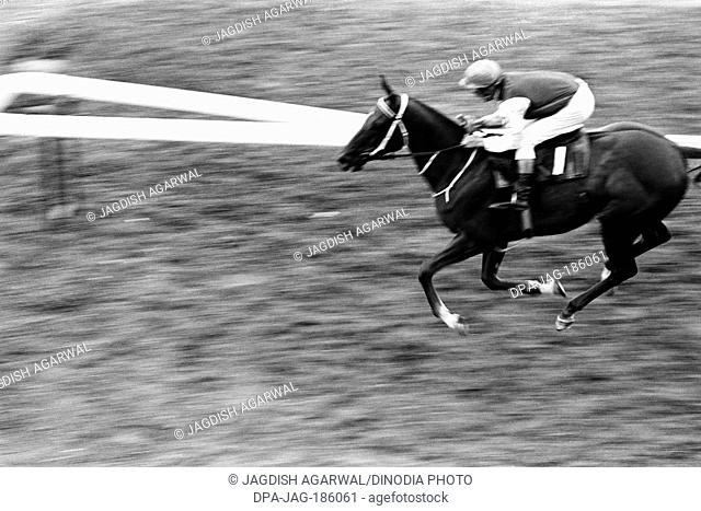 Galloping horse in race course Hong Kong 1971