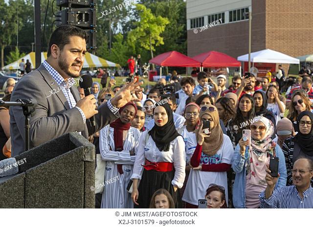 Dearborn, Michigan USA - 29 July 2018 - Abdul El-Sayed speaks at a Muslim Get Out the Vote rally, sponsored by several Muslim community organizations