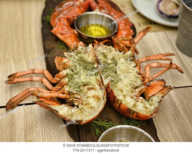 Fresh Maine lobster at a seafood restaurant in Bangkok, Thailand