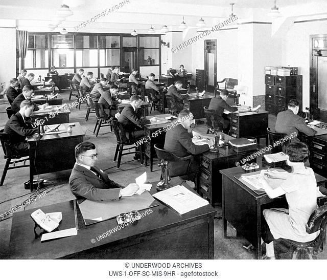 Chicago, Illinois: c. 1923 One of the offices at the Chicago Tribune newspaper. © Underwood Archives / The Image Works