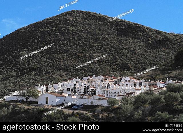 Spanish cemetery in the Almanzora Valley, Cementerio, white tombs in Andalusia, tombs in Spain