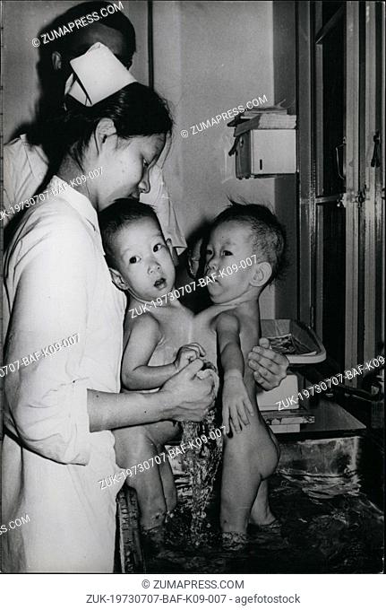 Jul. 07, 1973 - Siamese twins are a Chinese puzzle: The Siamese twin girls, who are joined at the chest facing each other
