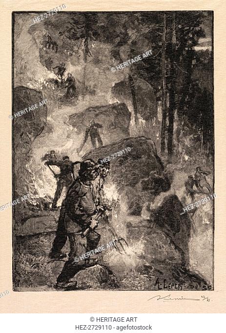 Fontainebleau Forest: Fern Burners (La Forêt de Fontainebleau: Les brûleurs de fougères), 1890. Creator: Auguste Louis Lepère (French, 1849-1918); A