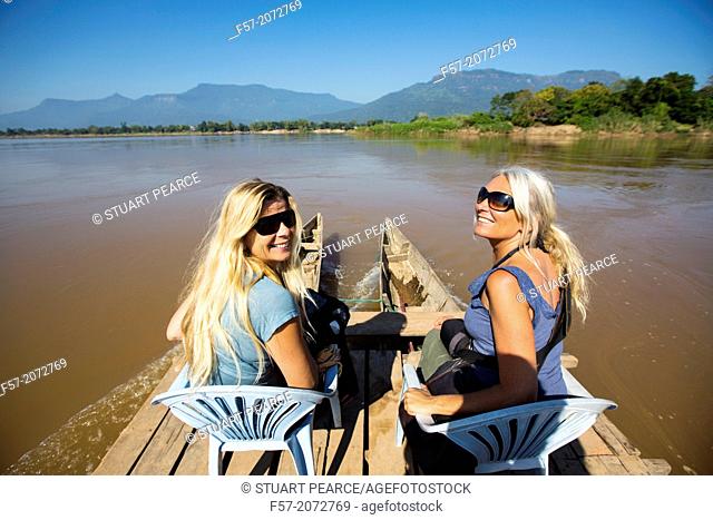 Crossing the Mekong River in Champasak, Laos