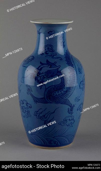 Vase. Period: Qing dynasty (1644-1911); Date: late 18th-first half of the 19th century; Culture: China; Medium: Porcelain painted in underglaze blue under a...